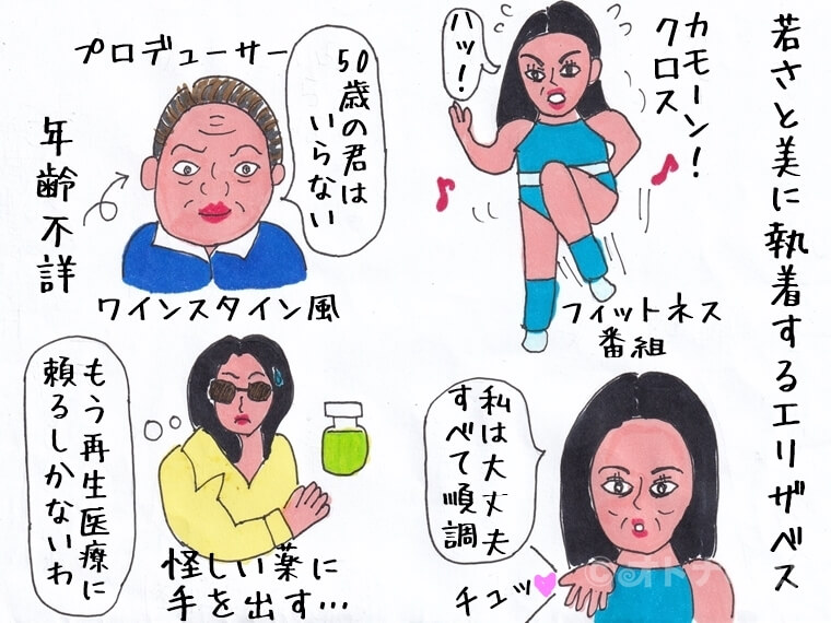 サブスタンス　イラスト　デミ・ムーア　マーガレット・クアリー