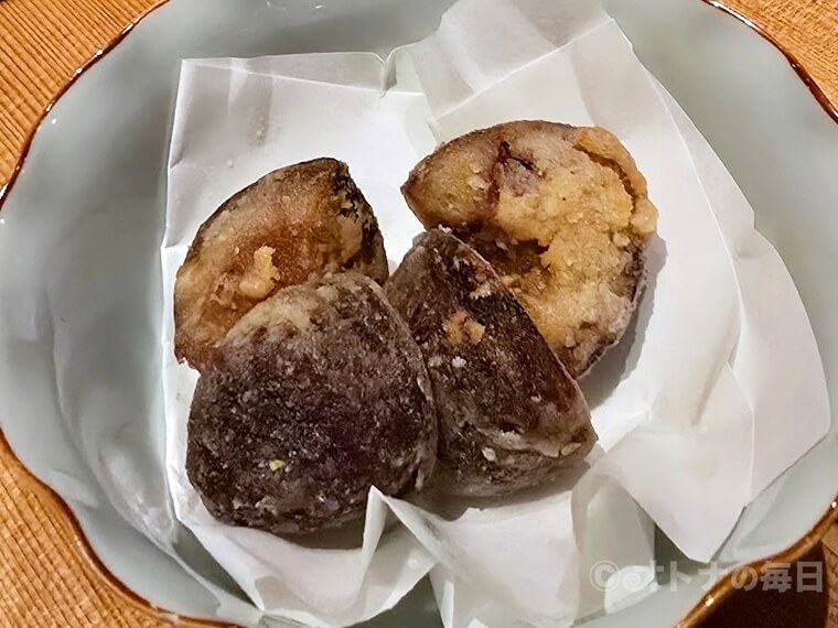 美味しん坊　神楽坂　ひで　栗の唐揚げ