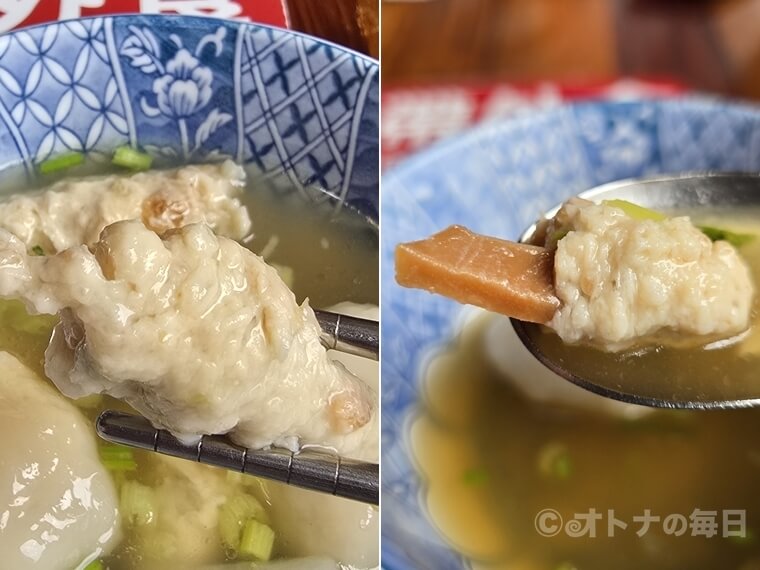 迪化街 老阿伯胖魷焿 Lao-A-Bei 綜合焿湯 イカのつみれ汁 古早味油葱飯 揚げネギ飯