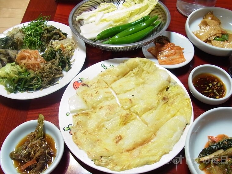 韓国グルメ 合井 ソルネハノクチプ 白菜チヂミ 定食